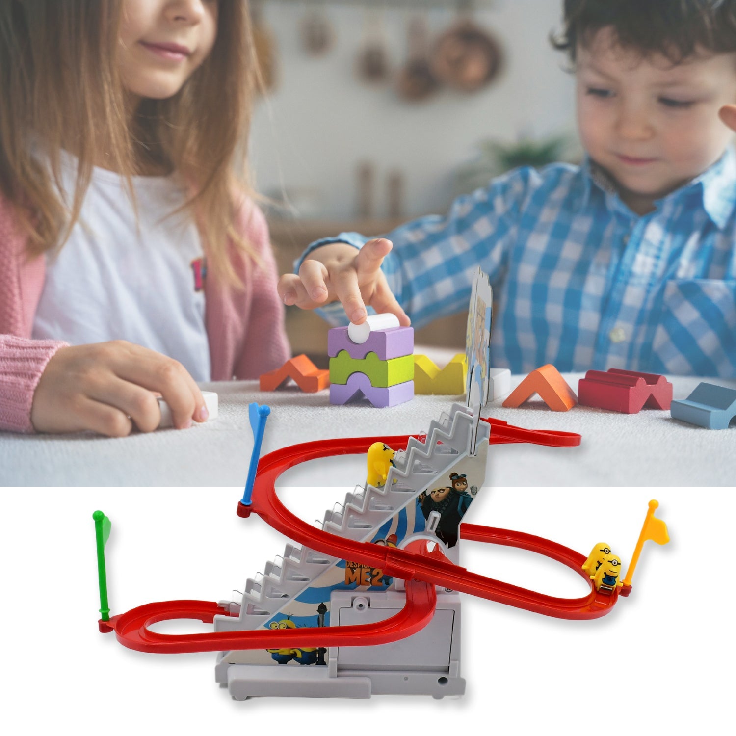 4480  Ducks Climb Stairs Toy Roller Coaster, Electric Duck Chasing Race Track Set, Fun Duck Stair Climbing Toy with Flashing Lights Music and 3 Ducks, Small Ducks Climbing Toys