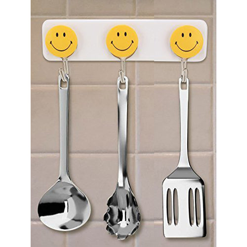 1111 Self Adhesive Smiley Face Wall Hooks (Pack of 3) 