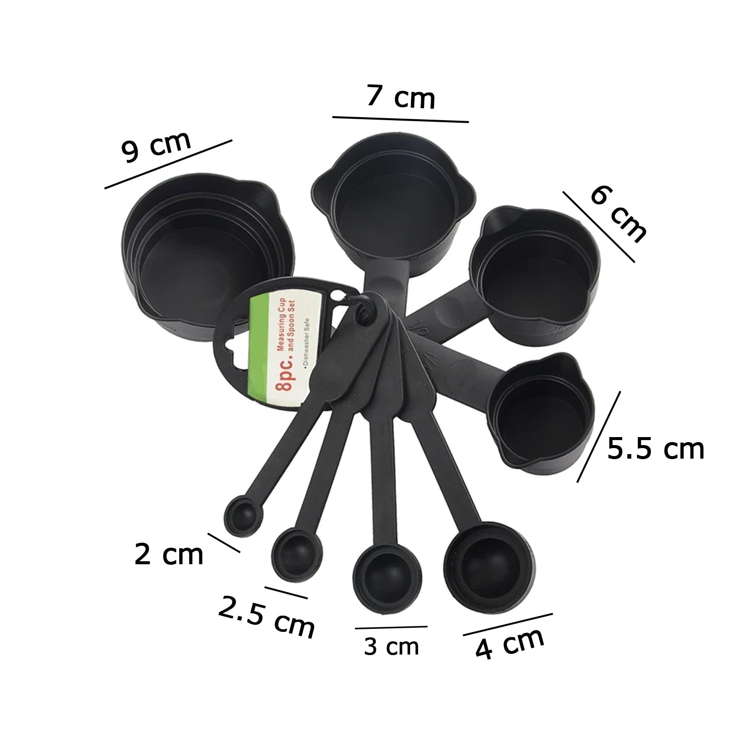 106 Plastic Measuring Cups and Spoons (8 Pcs, Black) Videhlife