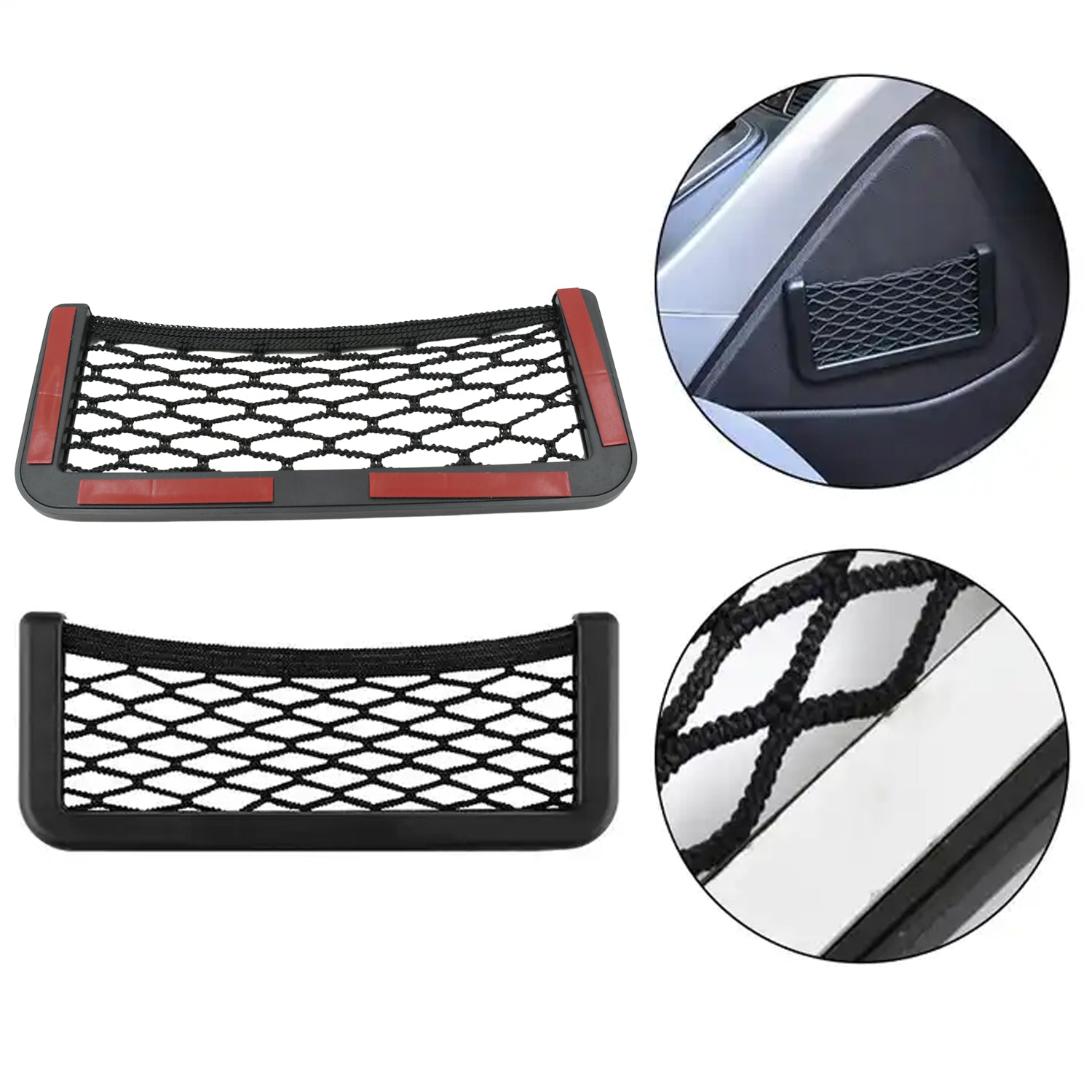 7564 Car Storage Organize Car String Bag Car Seat Side Storage, Net Bag Mesh Pocket Organizer Stick-on for Purse Bag Phone, Special Adhesive Car Mesh Storage for Car for Interior Organizer