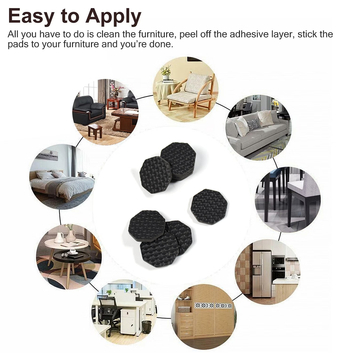 9131 Self Adhesive Square Felt Pads Non Skid Floor Protector Furniture Sofa Furniture Chair Balance Pad Noise Insulation Pad (Pack of 9). 