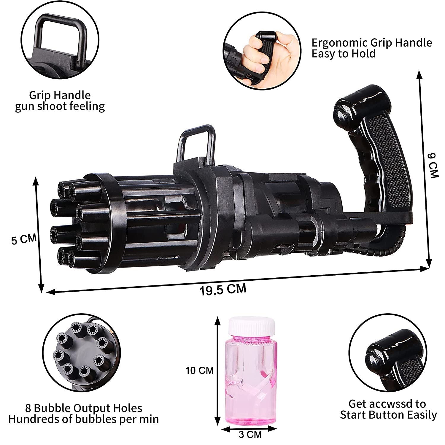 8028  8-Hole battery operated Bubbles Gun Toys for Boys and Girls 