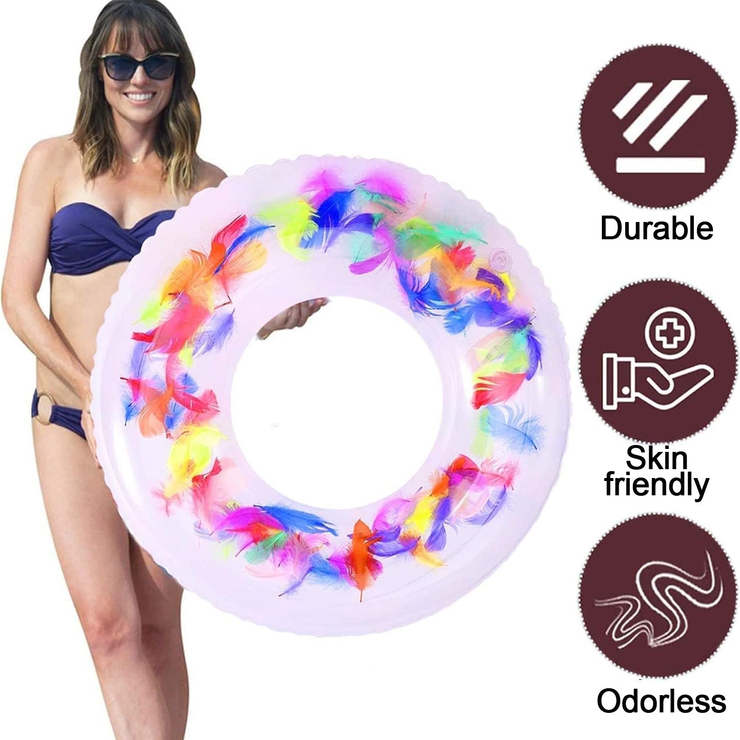 Swim Ring, For children, Conveniently Portable, Feathers, Swimming Ring, For Water Play, For Beaches, Swimming, Summer Vacation (1 Pc)