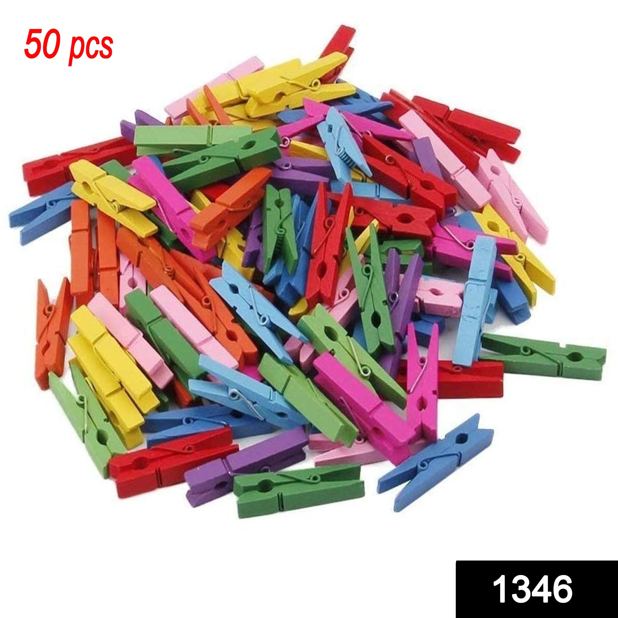 1346 Wooden Clips for Photo Hanging & Home Decoration Pin Clips (Pack of 50) 