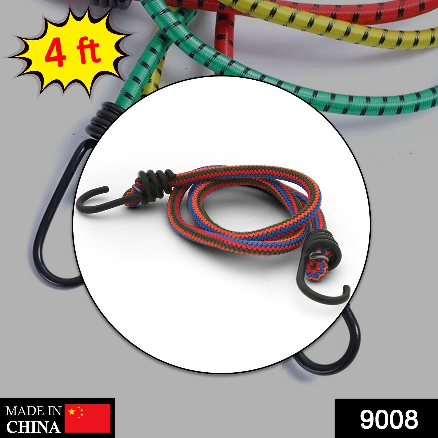 9008 Bungee Rope 4 Feet for holding and supporting things including all types of purposes. 