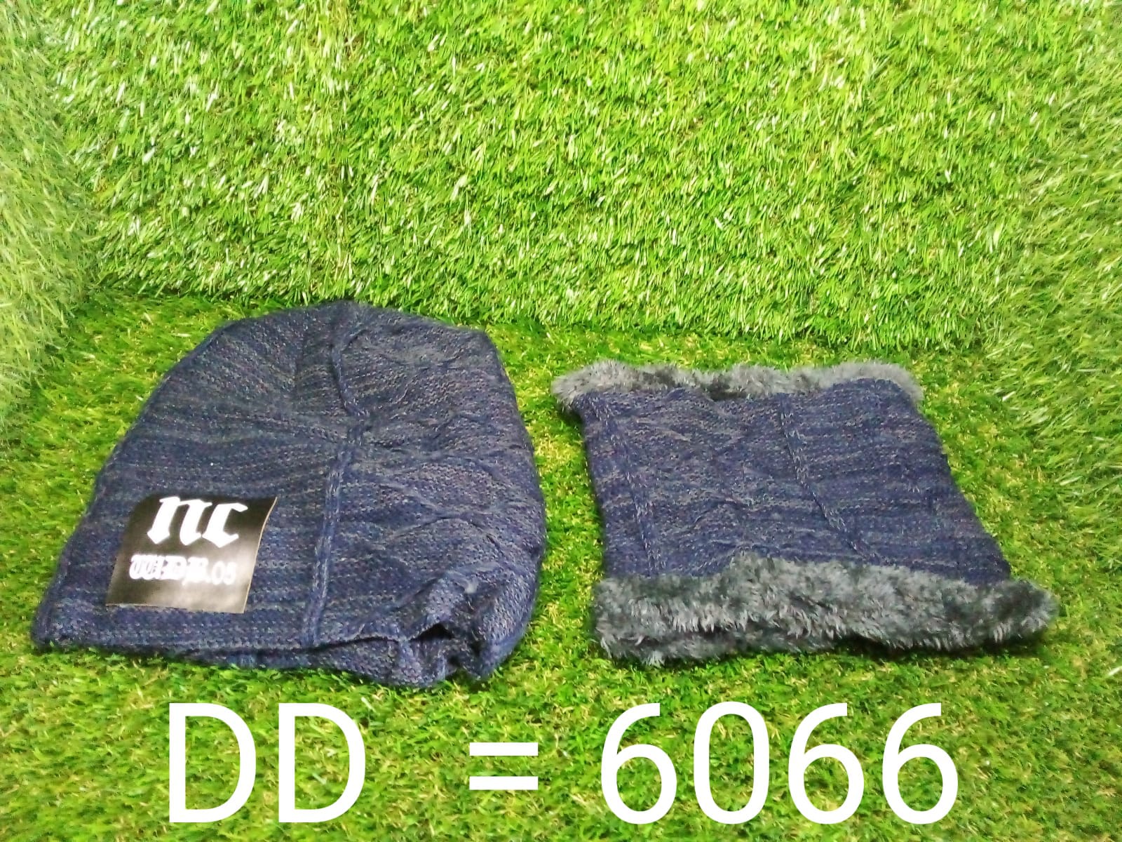 6066 Ultra Soft Unisex Woollen Beanie Cap Plus Muffler Scarf 