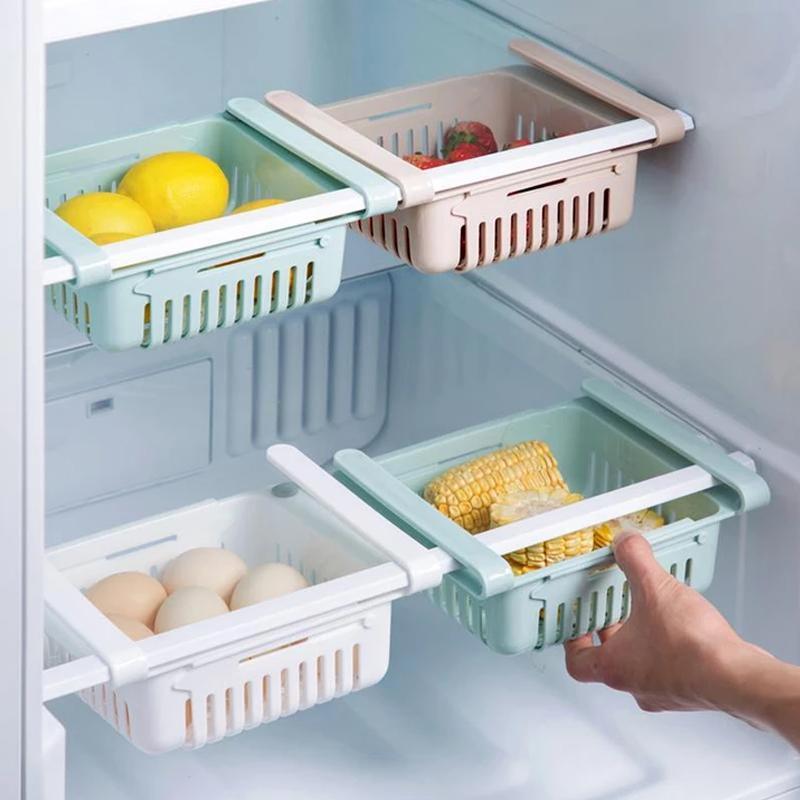 113 Adjustable Fridge Storage Basket, Fridge Racks Tray Sliding Storage Racks 