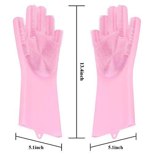 0714 Reusable Silicone Cleaning Brush Scrubber Gloves (Multicolor)