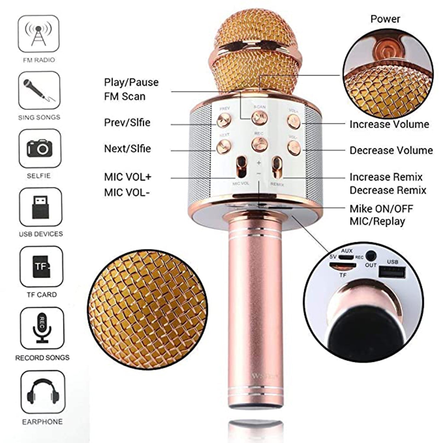 6438 Wireless Bluetooth Recording Condenser Handheld Microphone Bluetooth Speaker Audio Recording Karaoke with Mic (Multicolor 1 Pc) 