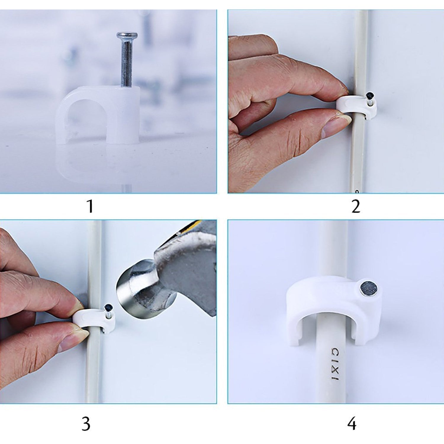 9020 100 Pc 6 MM Cable Clip used in all kinds of wires to make them stuck and holded in walls etc. 