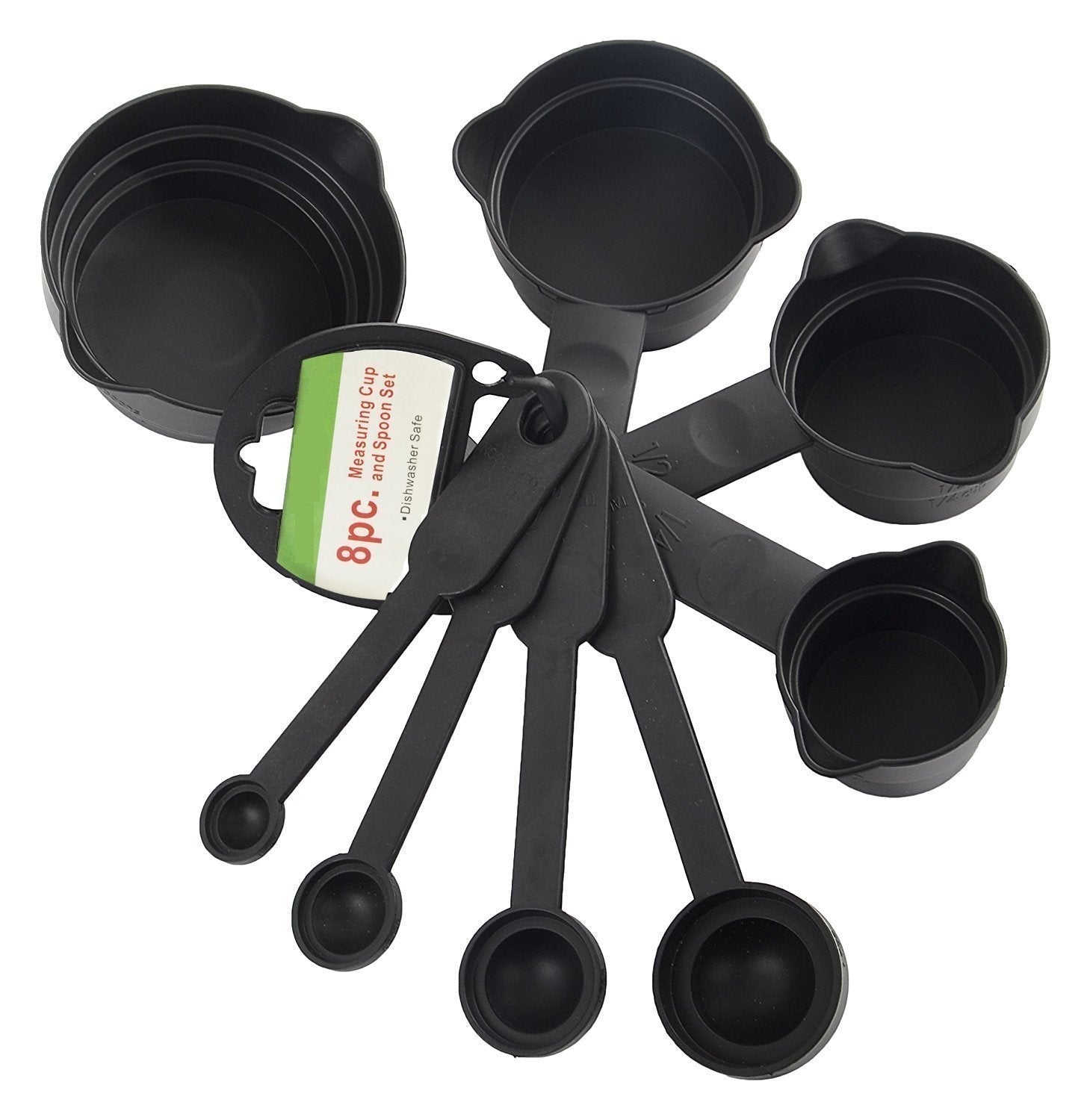 106 Plastic Measuring Cups and Spoons (8 Pcs, Black) Videhlife