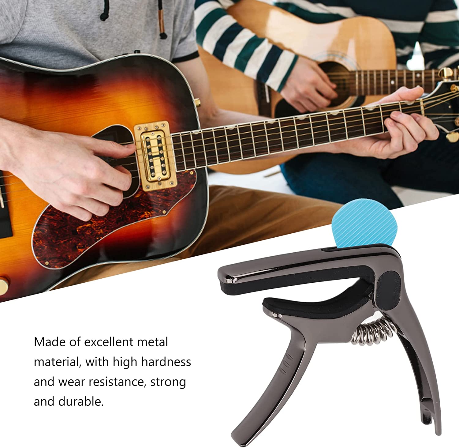 6141 Guitar Capo with Pickup Stand, Soft Pad for Acoustic and Electric Guitar Ukulele Mandolin Banjo Guitar Accessories