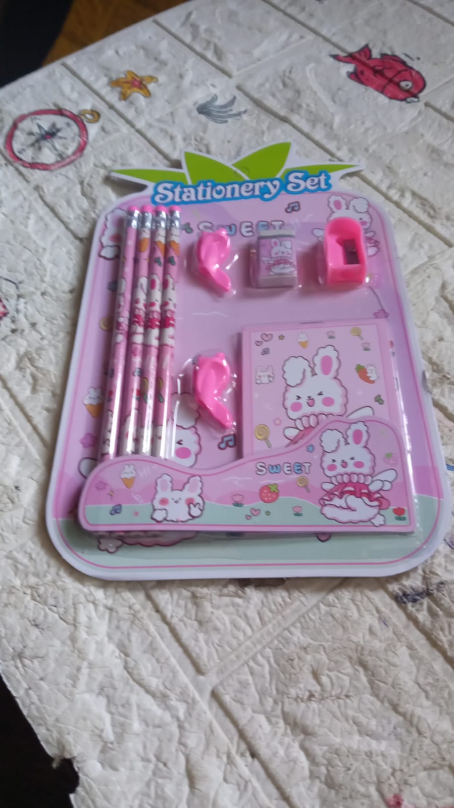 Kids' Stationery Kit: Wooden Pencils, Sharpener, Eraser, Diary (9 Pc Set)