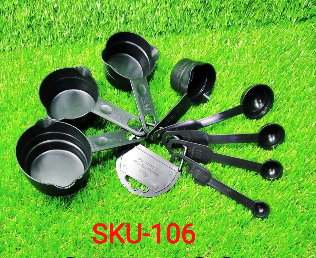 106 Plastic Measuring Cups and Spoons (8 Pcs, Black) Videhlife