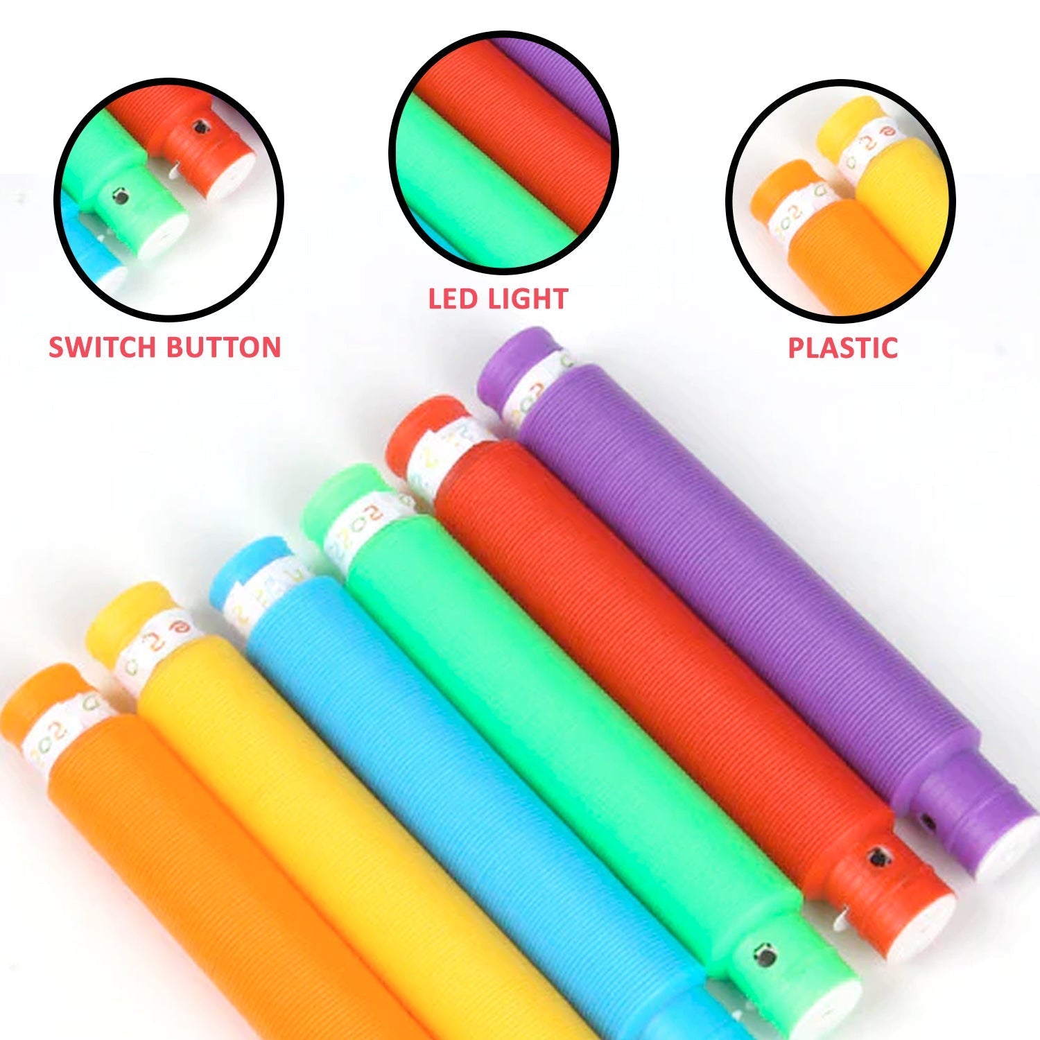 8055 Mini Pop Tubes, Colourful Tubes Sensory Toys Stretch Pipe Toy Fidget Tube Toys Pull Tubes Fidget Toys Sensory Stretch Tubes Fun Tubes for Autism Children Kids Adult Reduce Anxiety (pack of 12) 